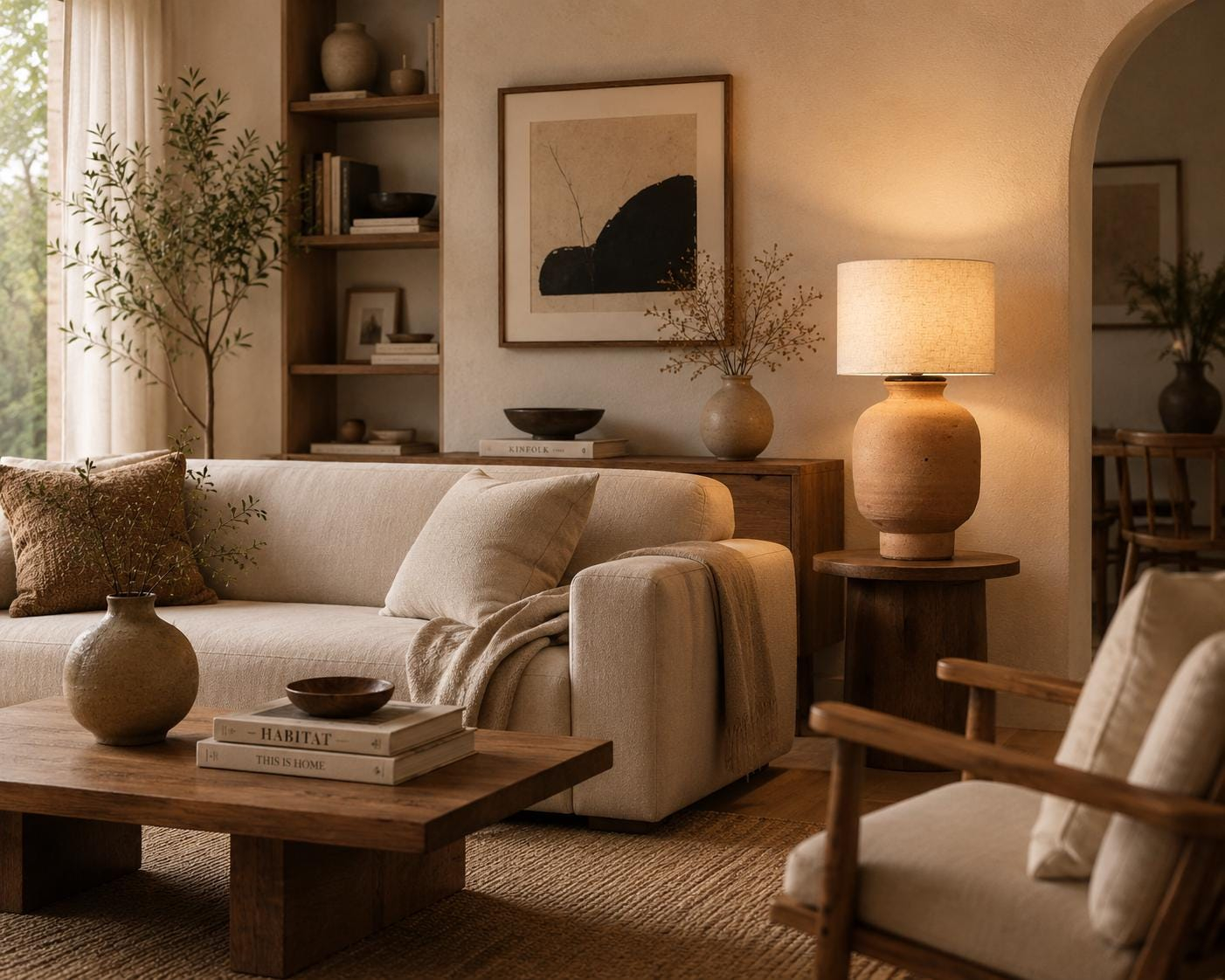Warm toned terracotta ceramic table lamp